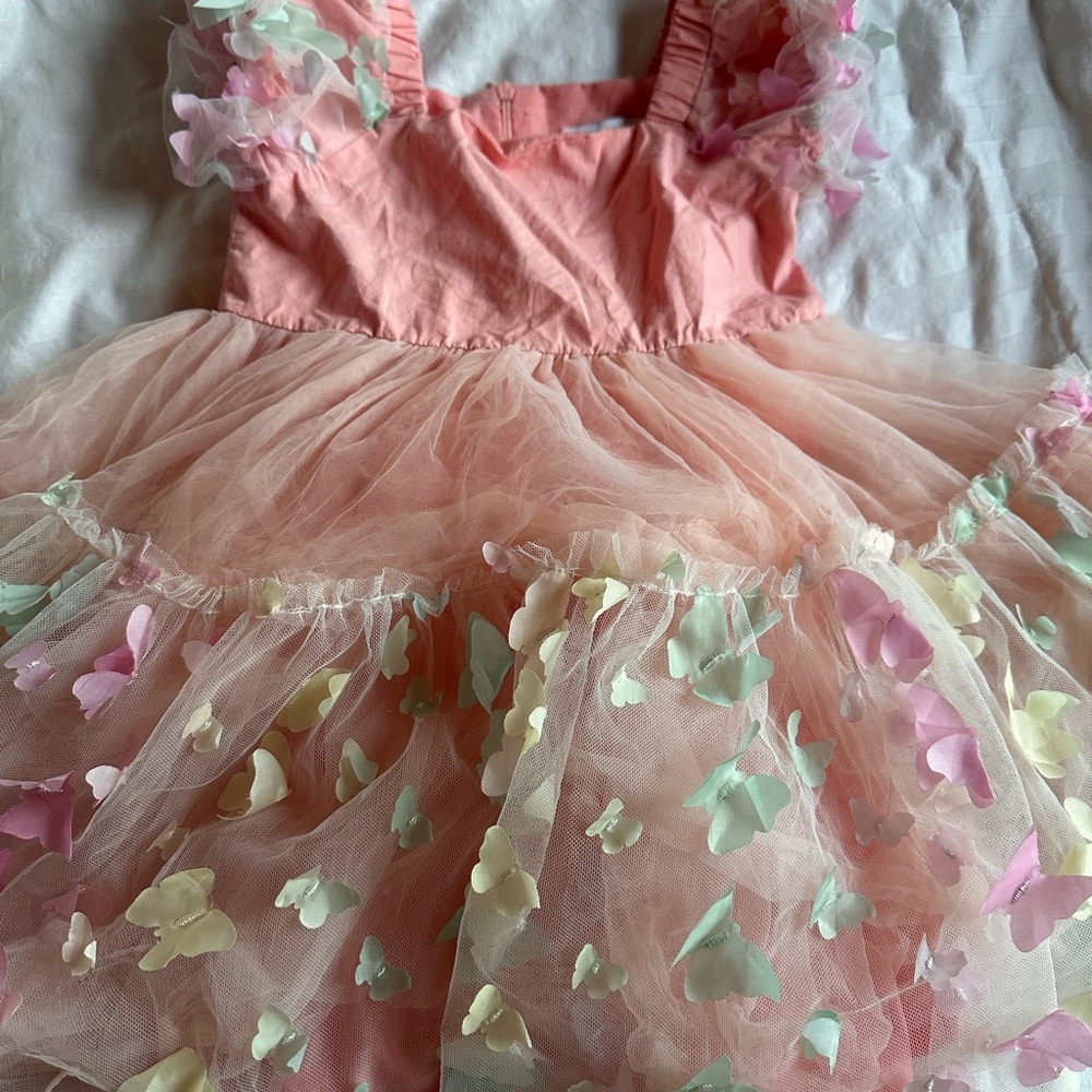 Lola + The Boys Coral Dress with Pastel Floral Details